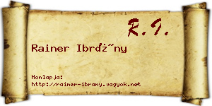 Rainer Ibrány névjegykártya